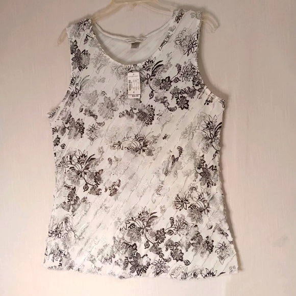 Christopher & Banks top ruffles silver Metallic Boho Sleeveless sz M. - Picture 1 of 14
